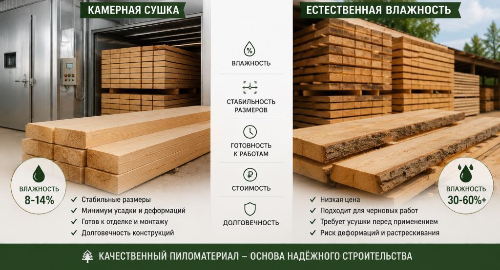Камерная сушка vs Естественная влажность камерная сушка и естественная влажность